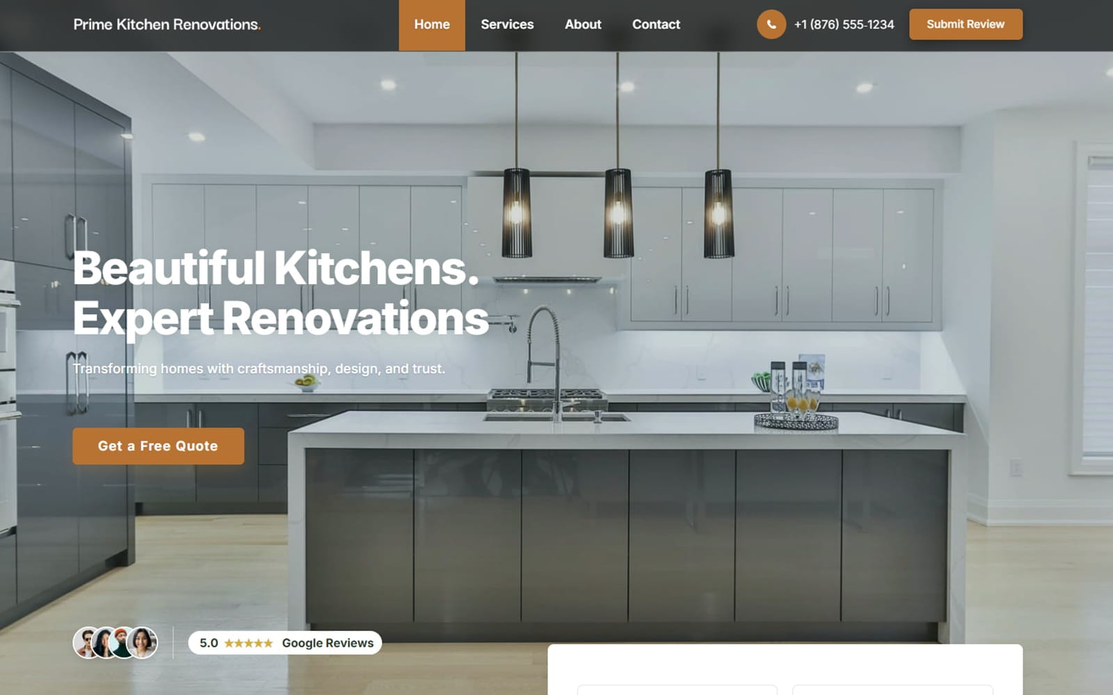 Prime Kitchen Renovations website image
