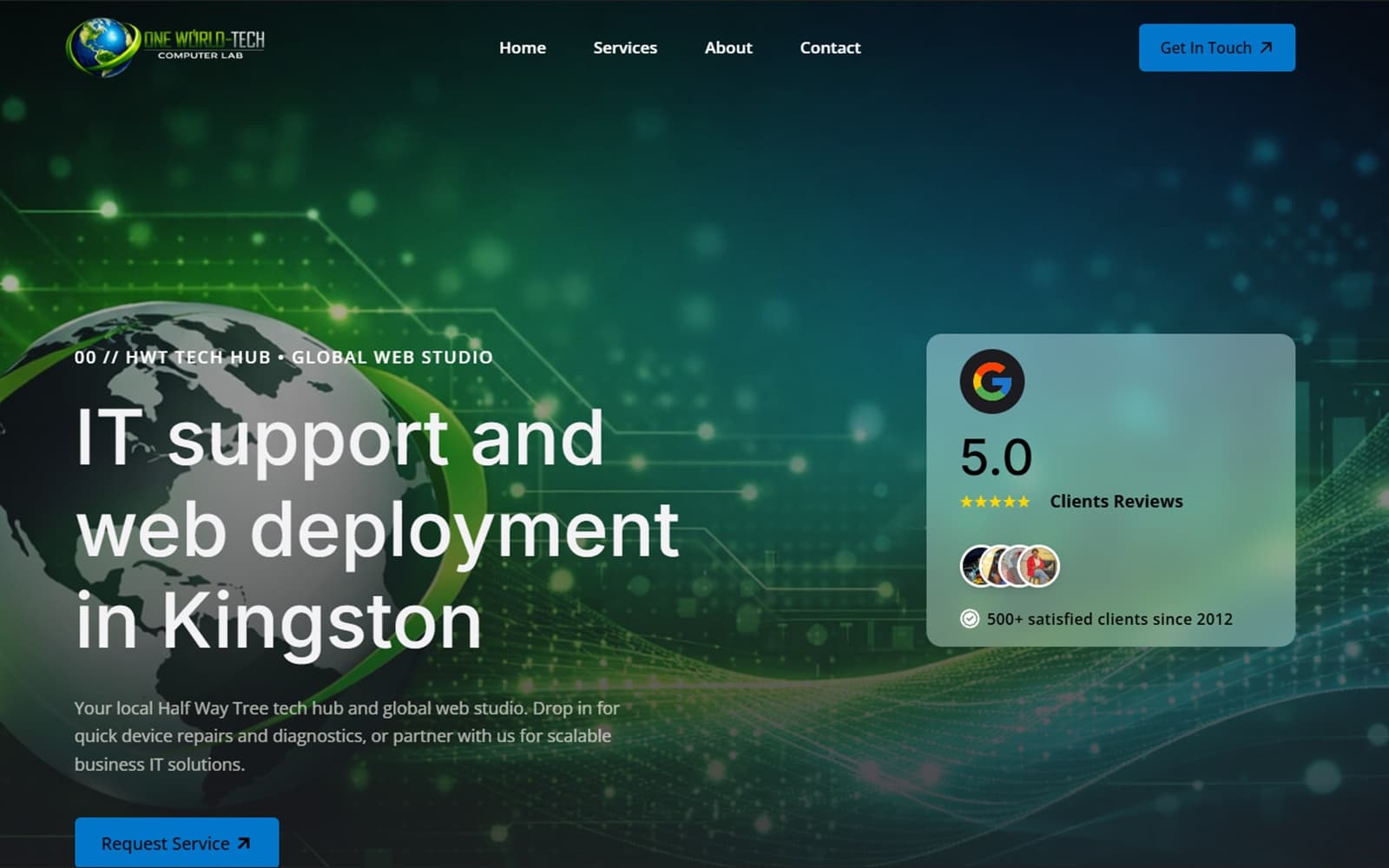One World-Tech Computer Lab website showcase mockup